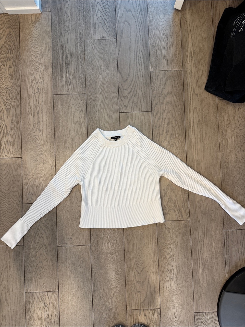 Dynamite Cream Ribbed Knit Crop Sweater